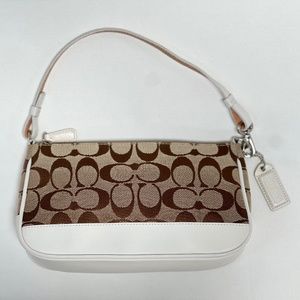 COACH Signature Demi Pouch Bag | Khaki w/ White Leather